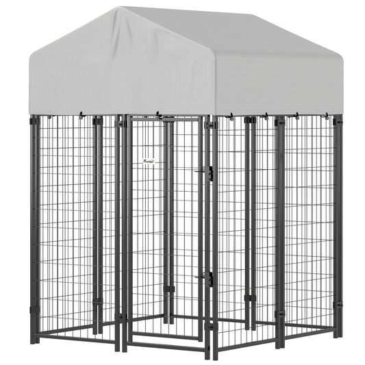 Outdoor Dog Kennel with Roof, 4 X 6' Heavy Duty Welded Wire Dog