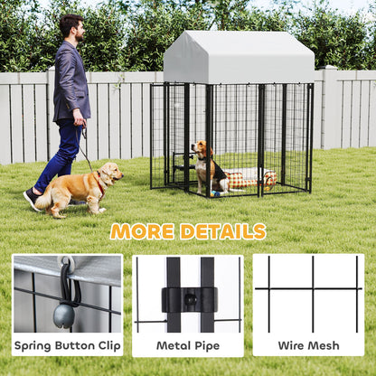 Outdoor Dog Kennel with Roof, 4 X 6' Heavy Duty Welded Wire Dog