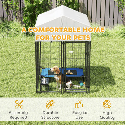 Outdoor Dog Kennel with Roof, 4 X 6' Heavy Duty Welded Wire Dog