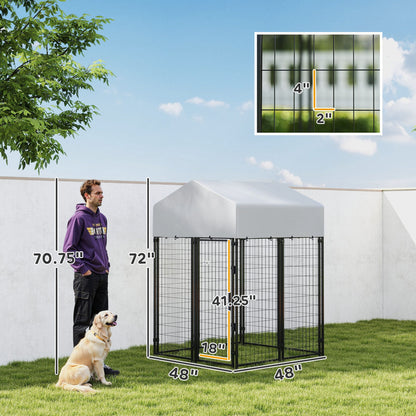 Outdoor Dog Kennel with Roof, 4 X 6' Heavy Duty Welded Wire Dog