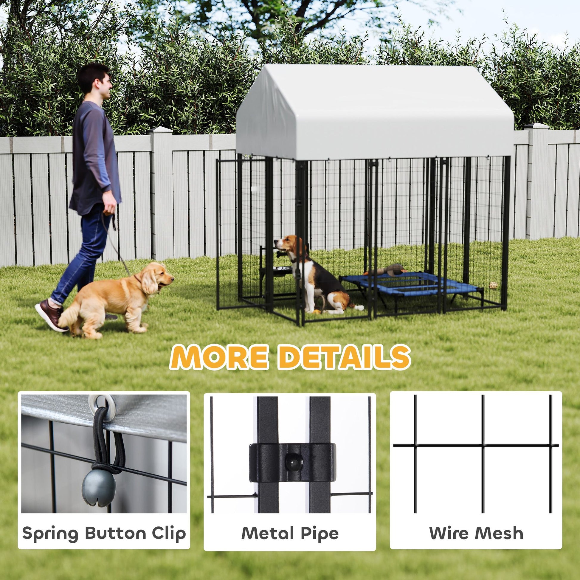 Outdoor Dog Kennel with Roof, 6 X 6' Heavy Duty Welded Wire Dog