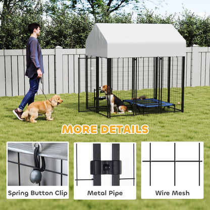 Outdoor Dog Kennel with Roof, 6 X 6' Heavy Duty Welded Wire Dog