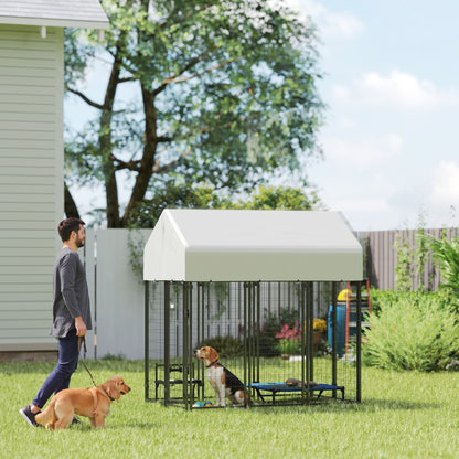 Outdoor Dog Kennel with Roof, 6 X 6' Heavy Duty Welded Wire Dog