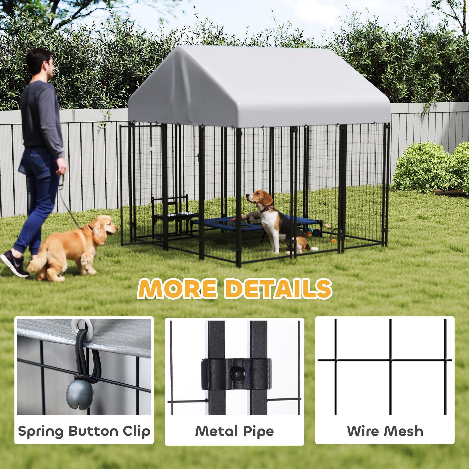 Outdoor Dog Kennel with Roof, 6 X 6' Heavy Duty Welded Wire Dog