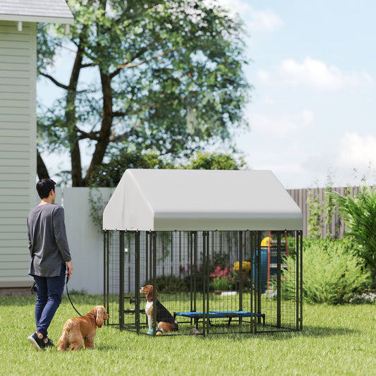 Outdoor Dog Kennel with Roof, 6 X 6' Heavy Duty Welded Wire Dog