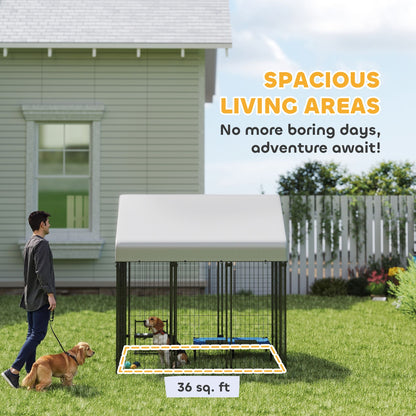 Outdoor Dog Kennel with Roof, 6 X 6' Heavy Duty Welded Wire Dog