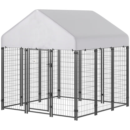 Outdoor Dog Kennel with Roof, 6 X 6' Heavy Duty Welded Wire Dog