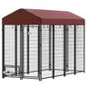 Outdoor Dog Kennel with Rotating Bowl Holders, Walk-in Pet Playpen