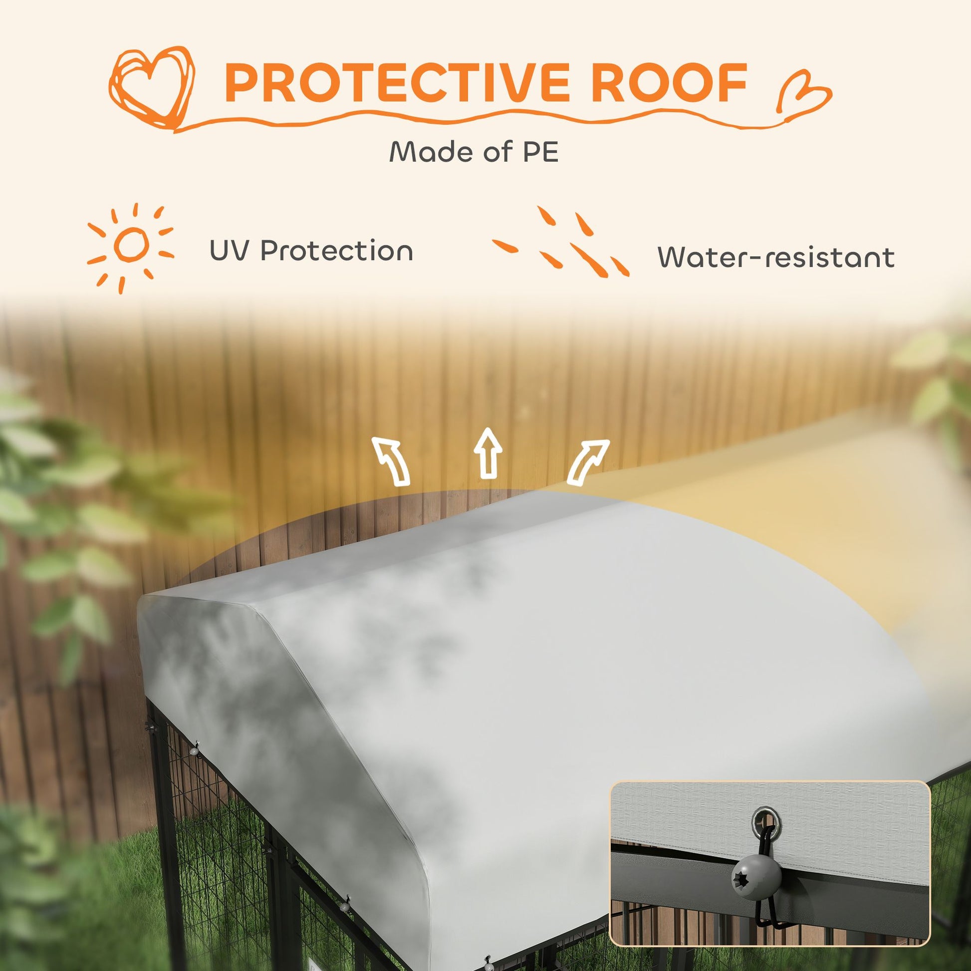 Outdoor Dog Kennel with Two-Room Design, Water-Resistant &