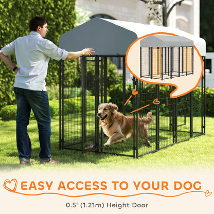 Outdoor Dog Kennel with Two-Room Design, Water-Resistant &