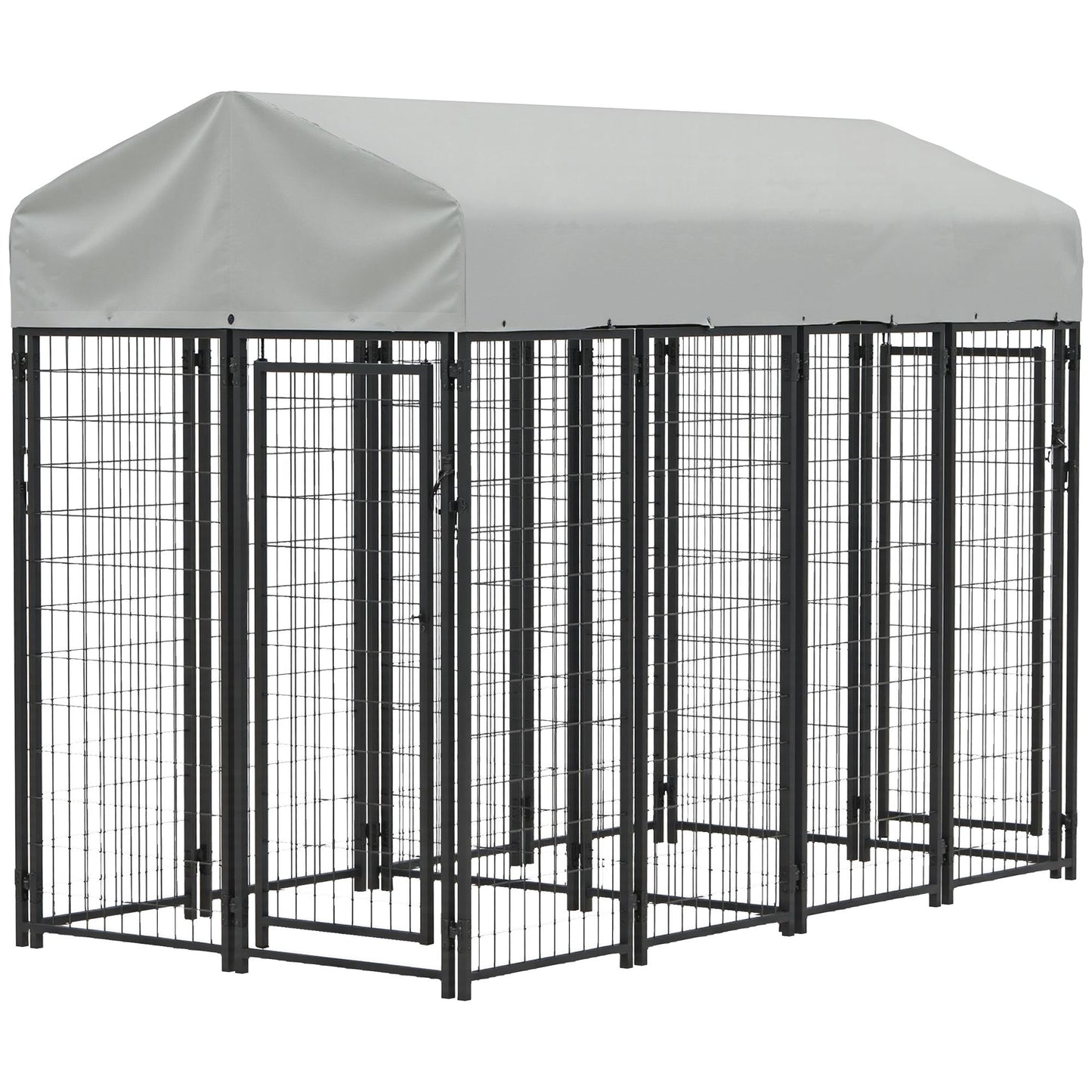 Outdoor Dog Kennel with Two-Room Design, Water-Resistant &