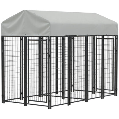 Outdoor Dog Kennel with Two-Room Design, Water-Resistant &