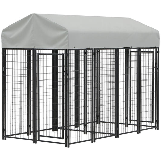 Outdoor Dog Kennel with Two-Room Design, Water-Resistant &