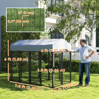 Outdoor Dog Kennel with Two-Room Design, Water-Resistant &