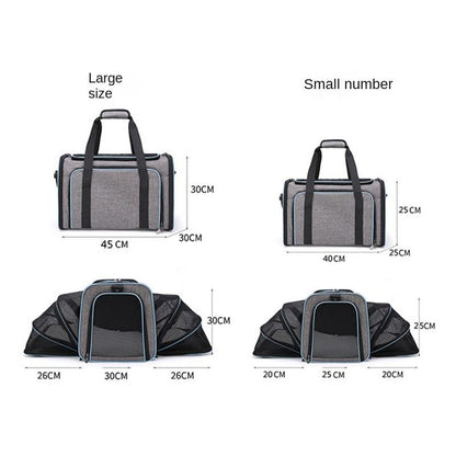 Outdoor Dog Portable Handbag; 4 Sides Expandable Cat Carrier Bag