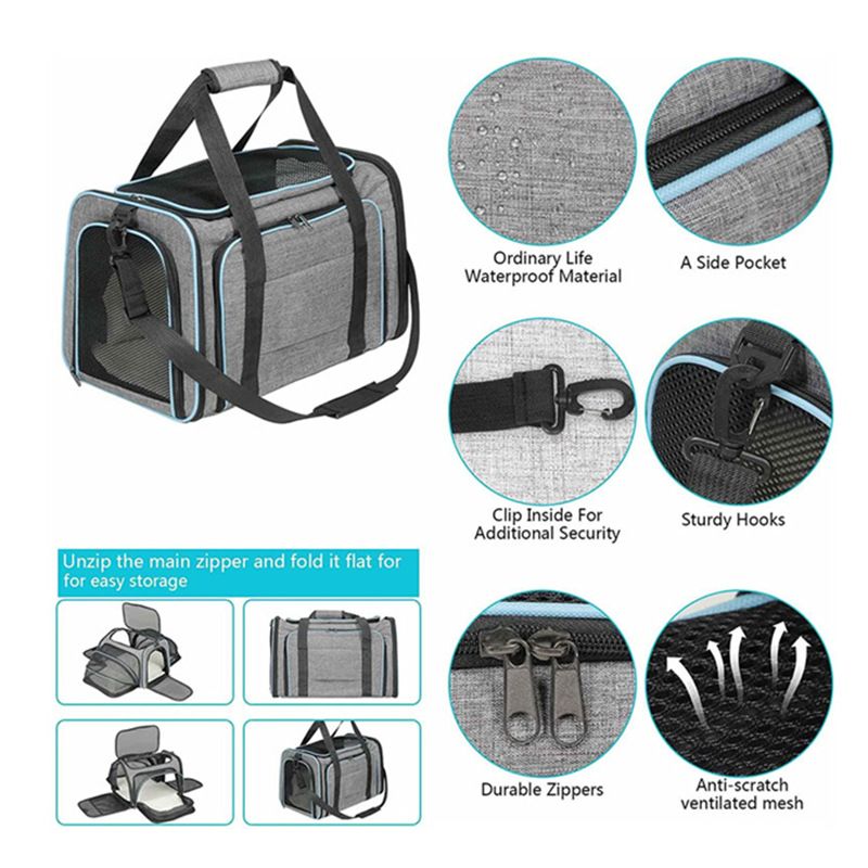 Outdoor Dog Portable Handbag; 4 Sides Expandable Cat Carrier Bag
