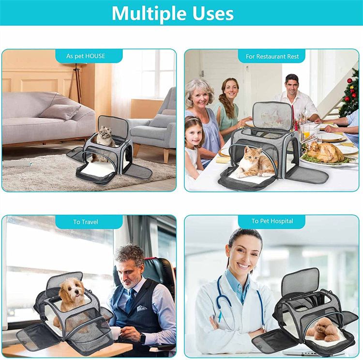 Outdoor Dog Portable Handbag; 4 Sides Expandable Cat Carrier Bag