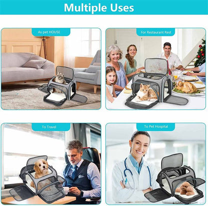 Outdoor Dog Portable Handbag; 4 Sides Expandable Cat Carrier Bag