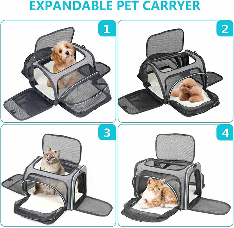 Outdoor Dog Portable Handbag; 4 Sides Expandable Cat Carrier Bag