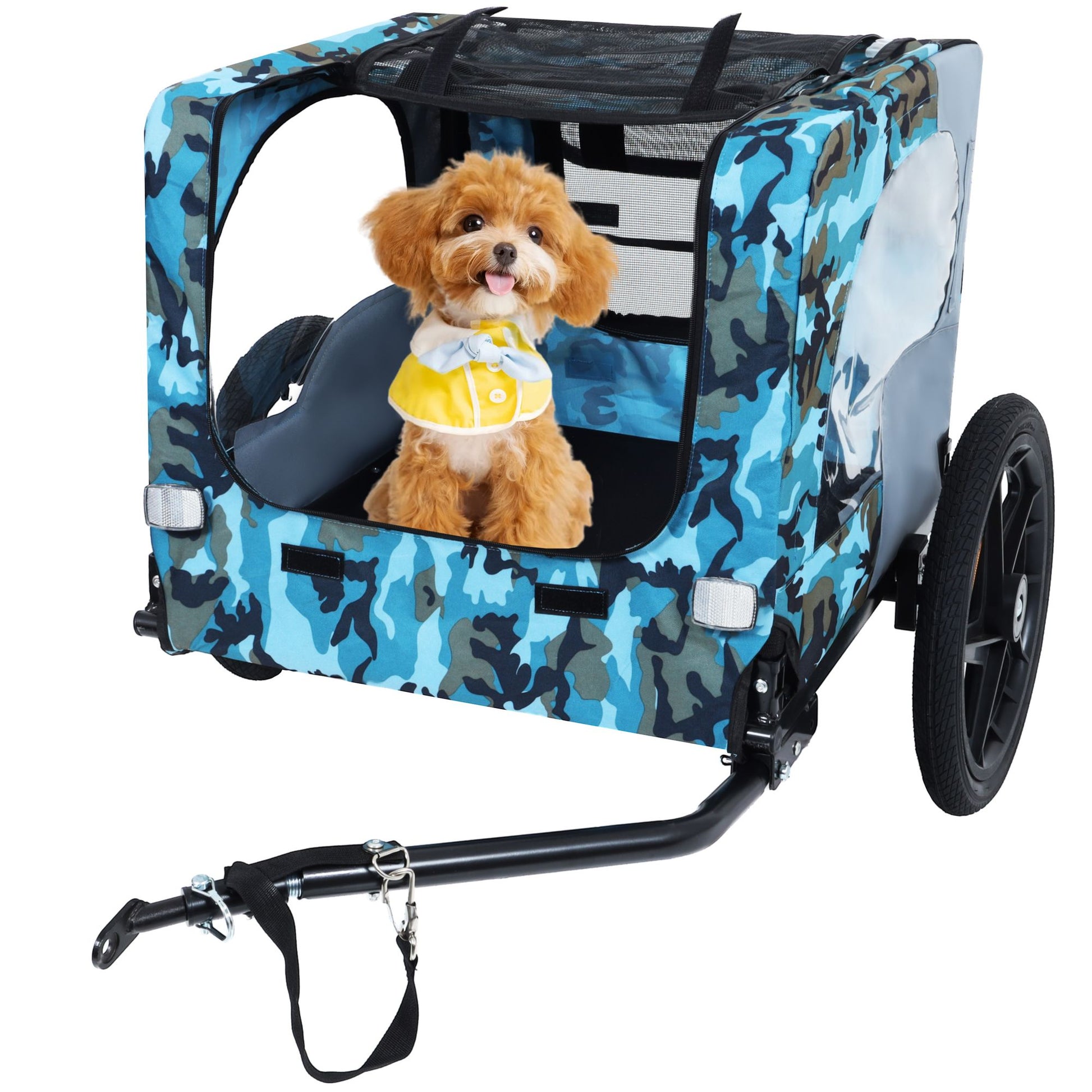 Outdoor Heavy Duty Collapsible Pet Bike Trailer with 16-Inch