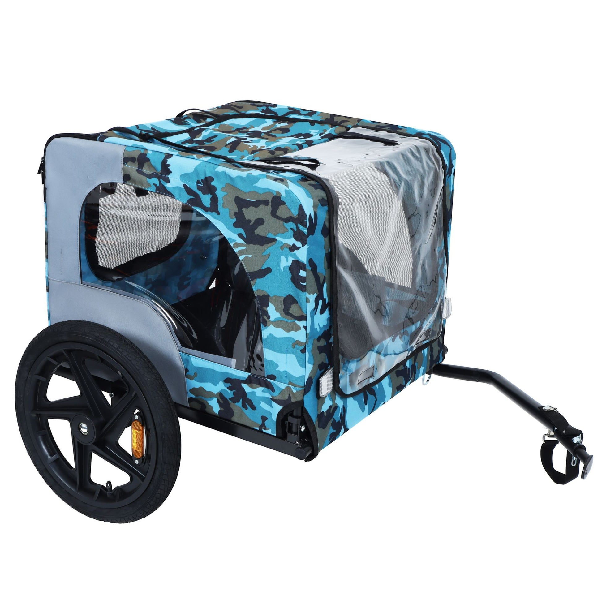 Outdoor Heavy Duty Collapsible Pet Bike Trailer with 16-Inch