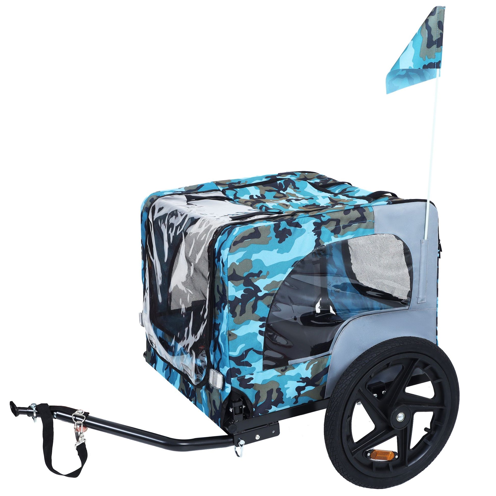 Outdoor Heavy Duty Collapsible Pet Bike Trailer with 16-Inch