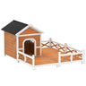 Outdoor Wooden Dog House, Dog Shelter with Large Porch