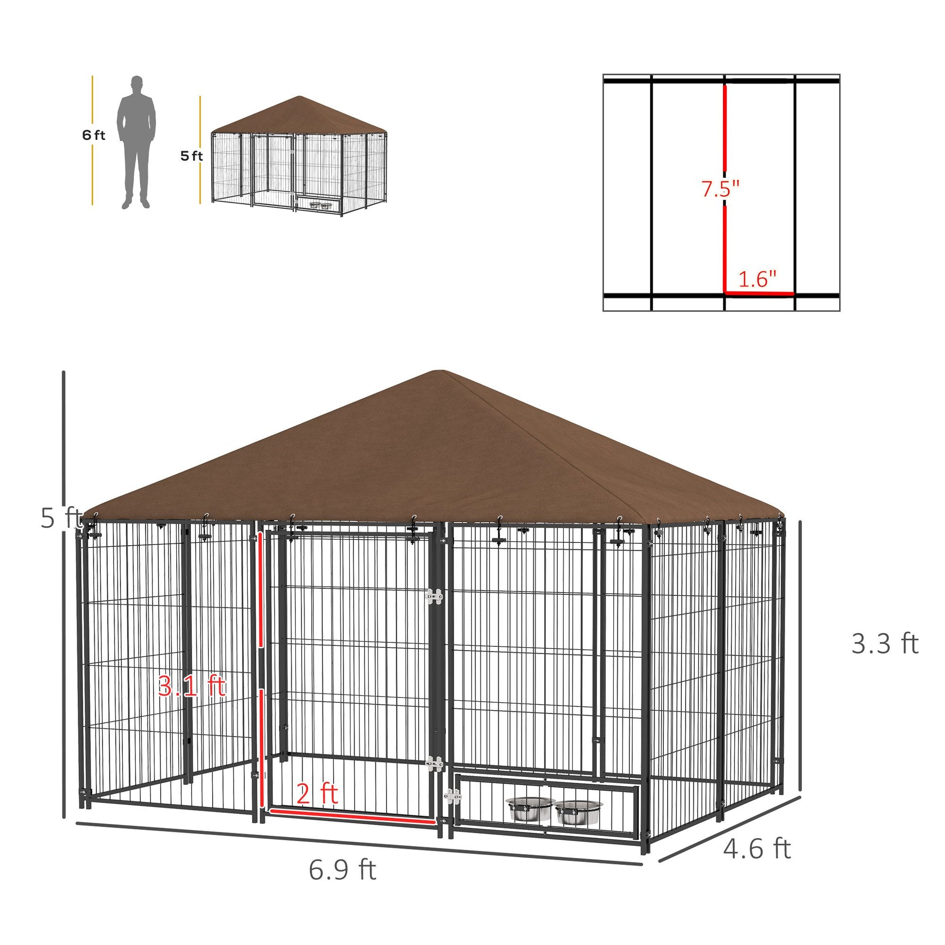 Outside Dog Kennel, 6.9 X 5' Puppy Play Pen with Canopy, Garden