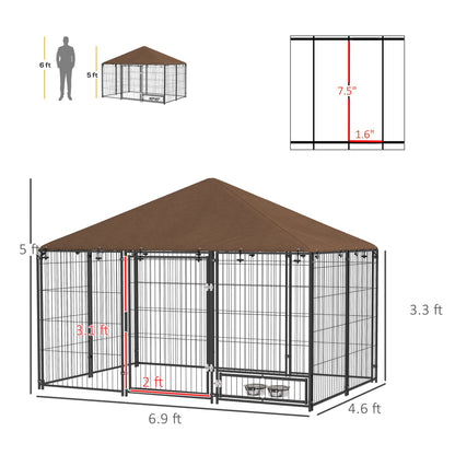 Outside Dog Kennel, 6.9 X 5' Puppy Play Pen with Canopy, Garden