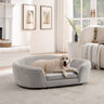 OVERSIZED Size Oval Semi-Enclosed Dog Sofa - Durable Linen