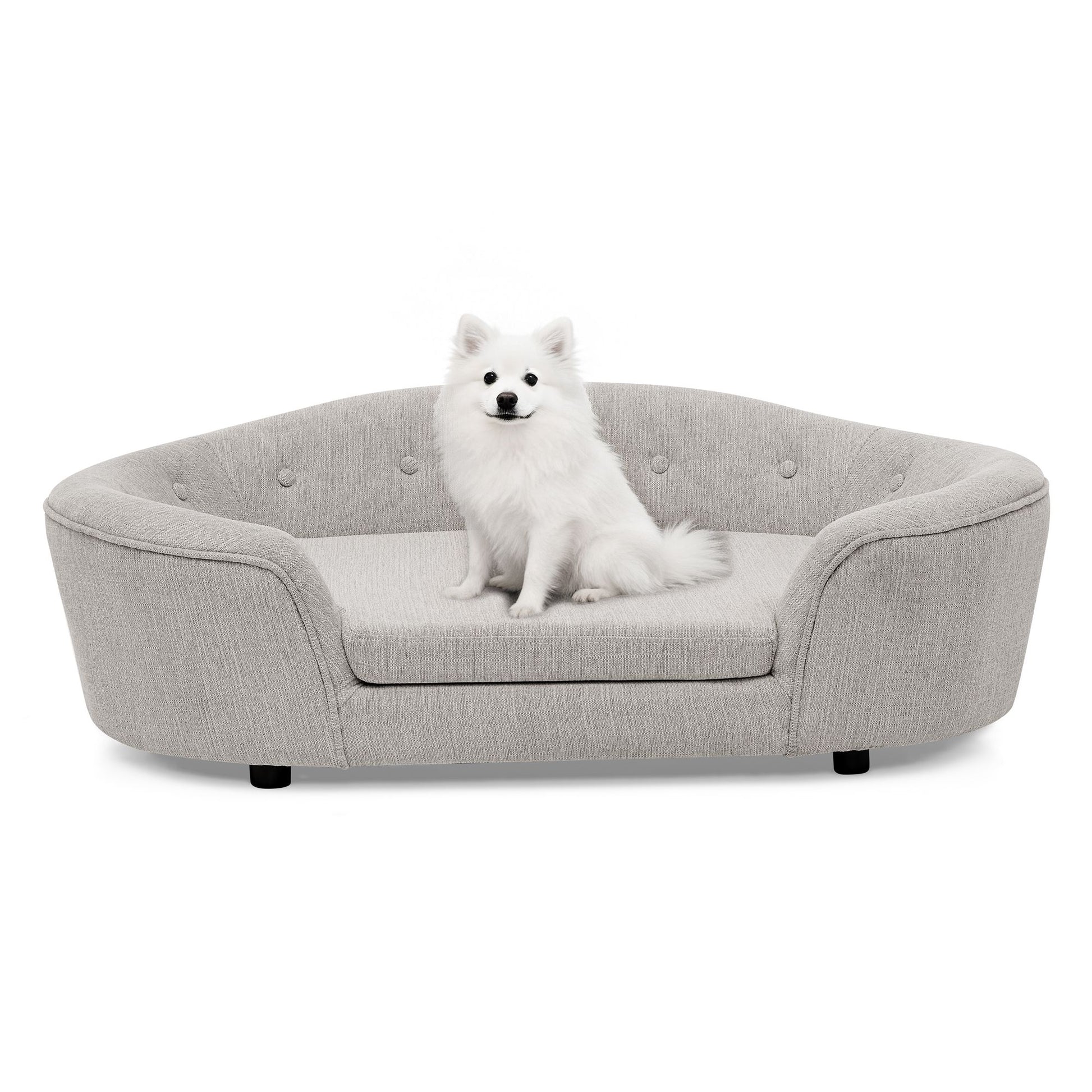 OVERSIZED Size Oval Semi-Enclosed Dog Sofa - Durable Linen