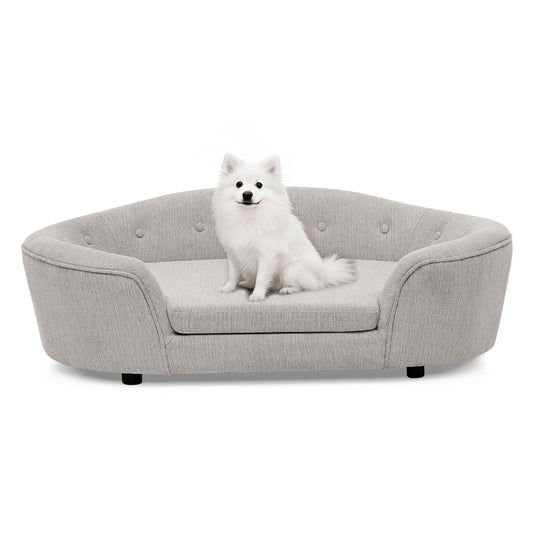 OVERSIZED Size Oval Semi-Enclosed Dog Sofa - Durable Linen