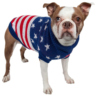 Patriot Independence Star Heavy Knitted Fashion Ribbed Turtle Neck