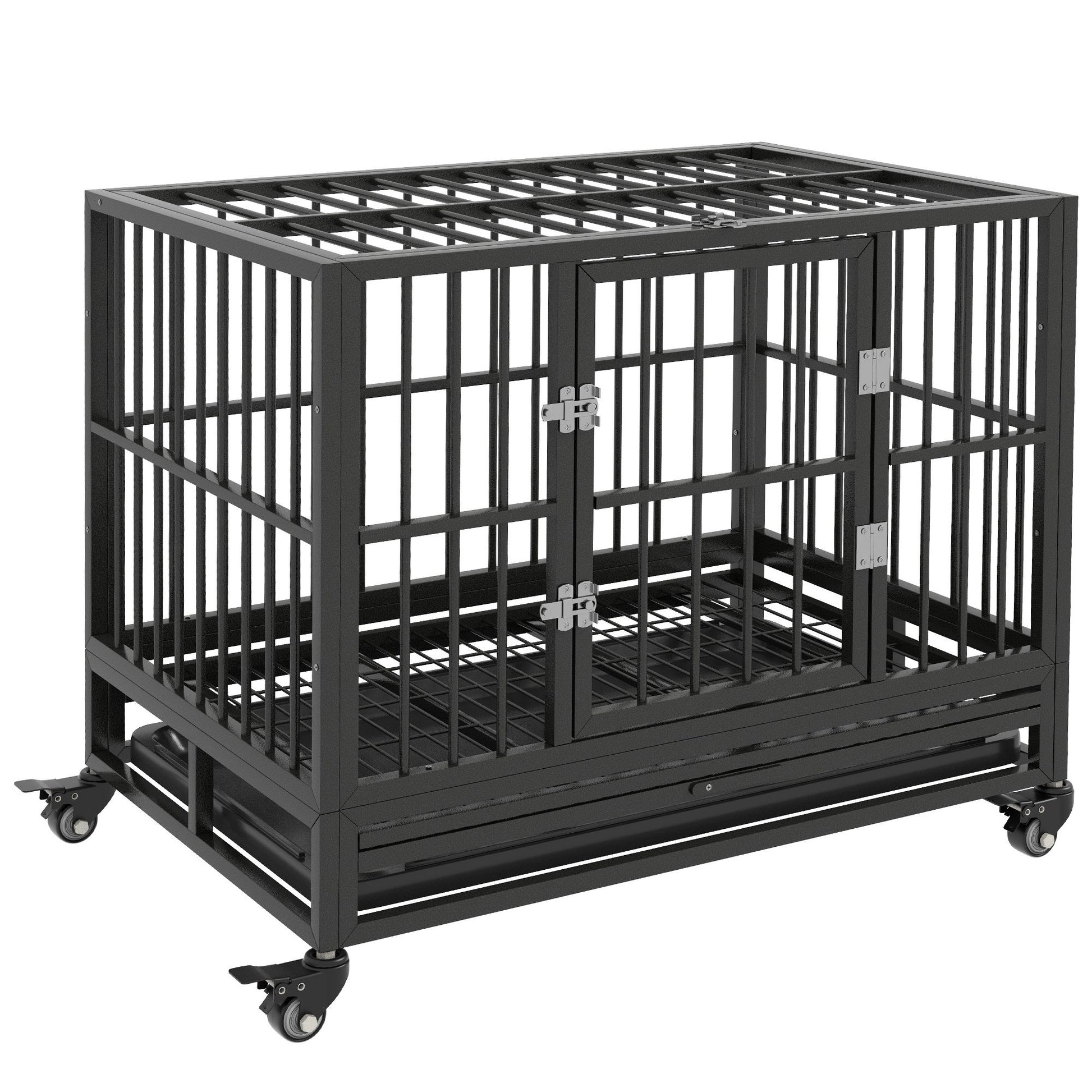 PawHut 36" Heavy Duty Dog Crate Metal Cage Kennel with Lockable