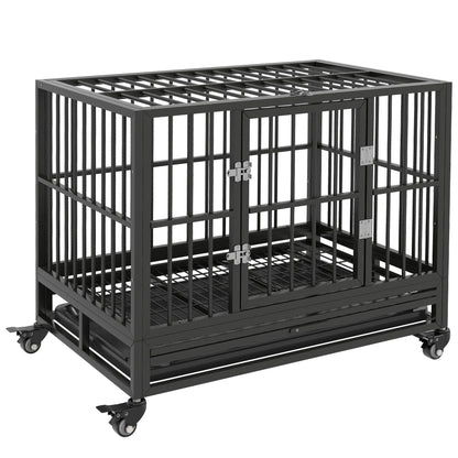 PawHut 36" Heavy Duty Dog Crate Metal Cage Kennel with Lockable