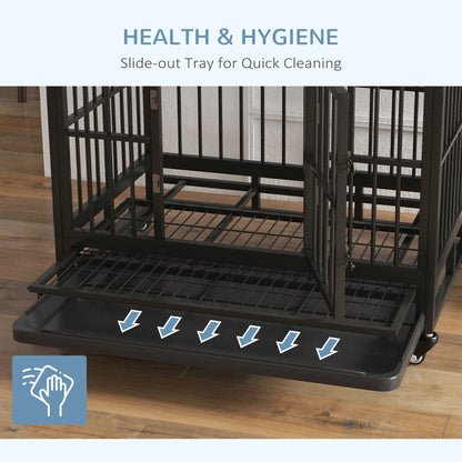 PawHut 36" Heavy Duty Dog Crate Metal Cage Kennel with Lockable