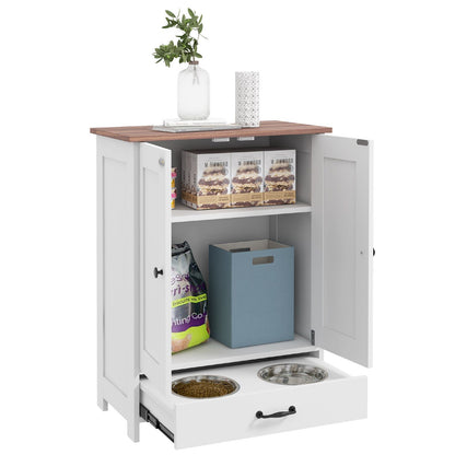 PawHut Dog Feeding Station, Dog Food Storage Cabinet with Hidden