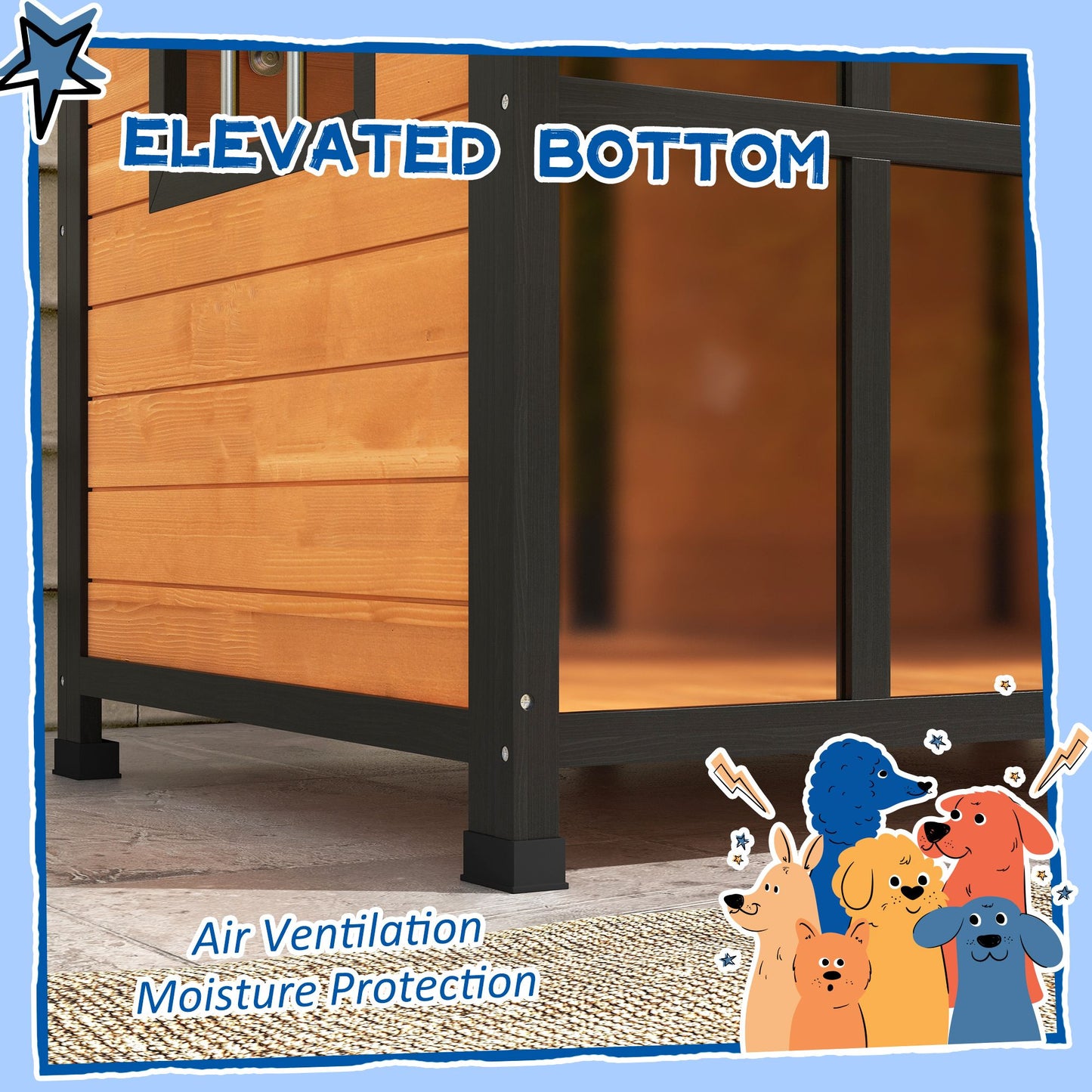 PawHut Outside Cabin-Style Wooden Dog House for Large Dogs