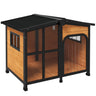 PawHut Outside Cabin-Style Wooden Dog House for Large Dogs