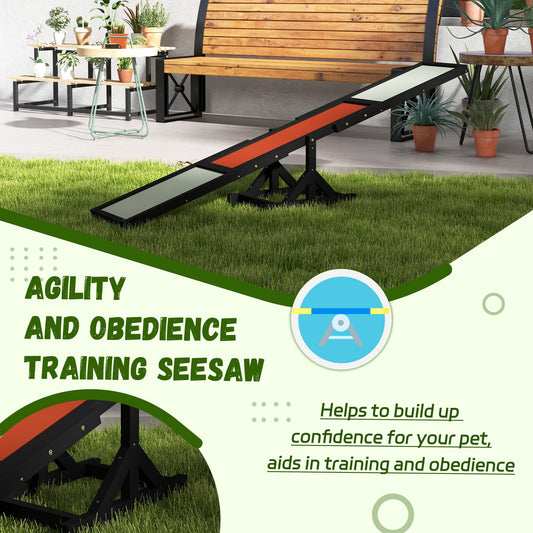 PawHut Wooden Dog Agility Seesaw for Training and Exercise