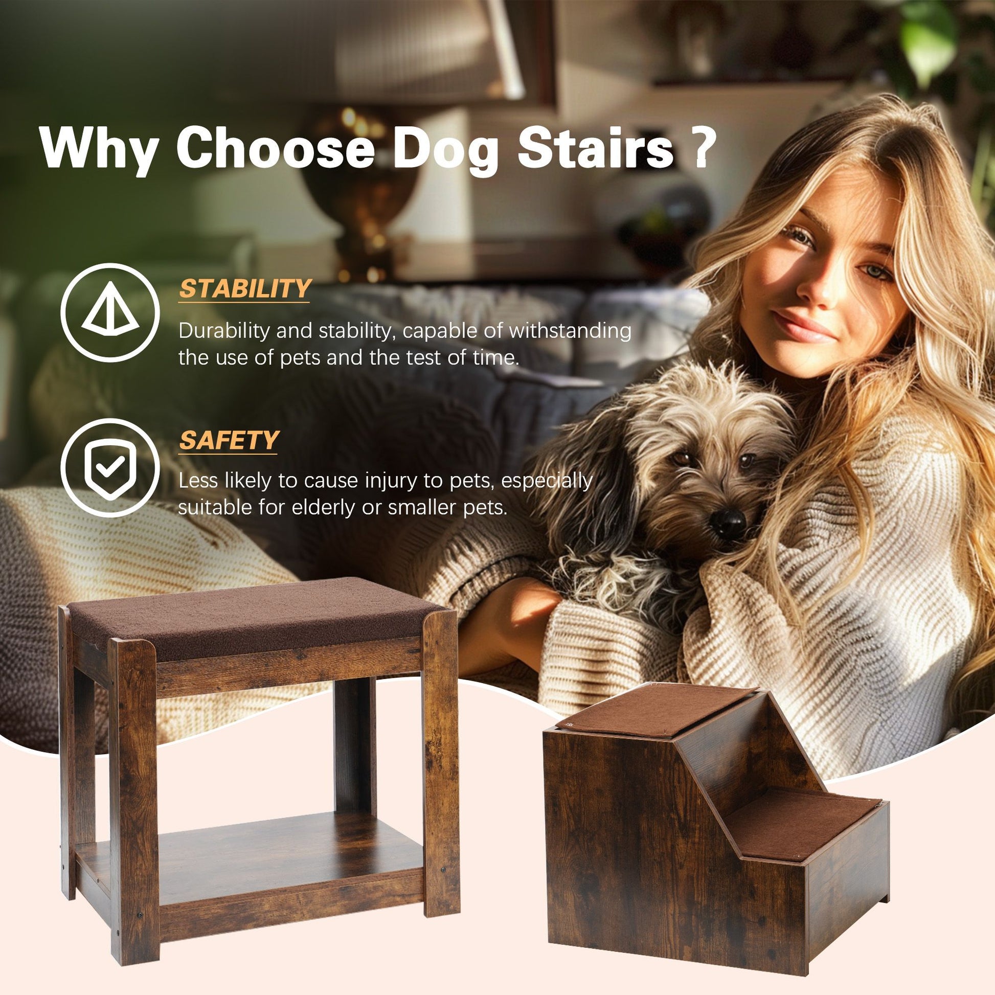 Pet Bunk Bed with Removable Step for Dogs and Cats, Multi-Level Bed