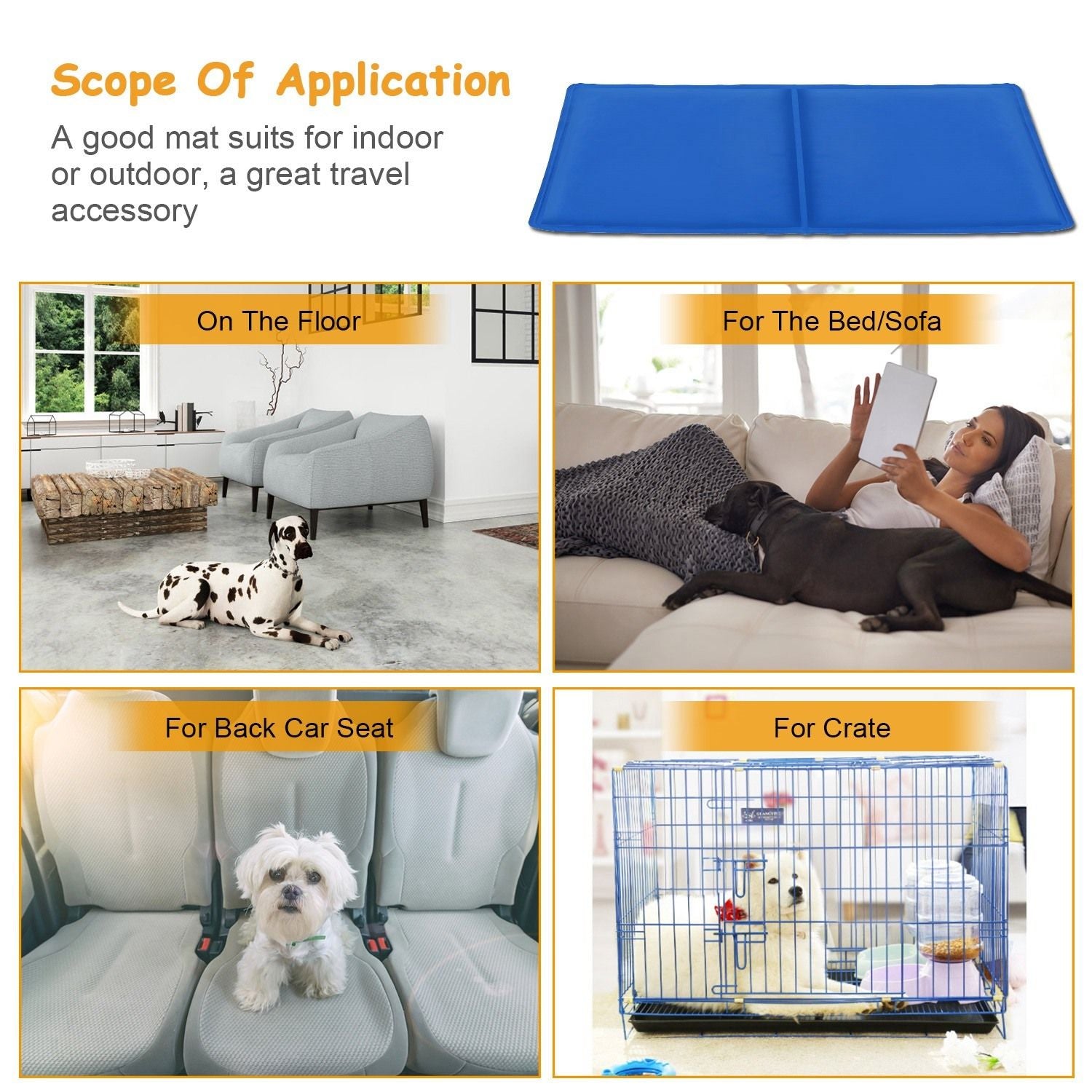 Pet Dog Cooling Mat Pressure Activated Gel Self Cooling Mat Pad
