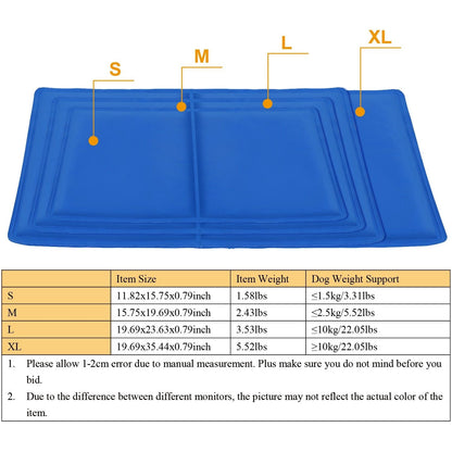 Pet Dog Cooling Mat Pressure Activated Gel Self Cooling Mat Pad