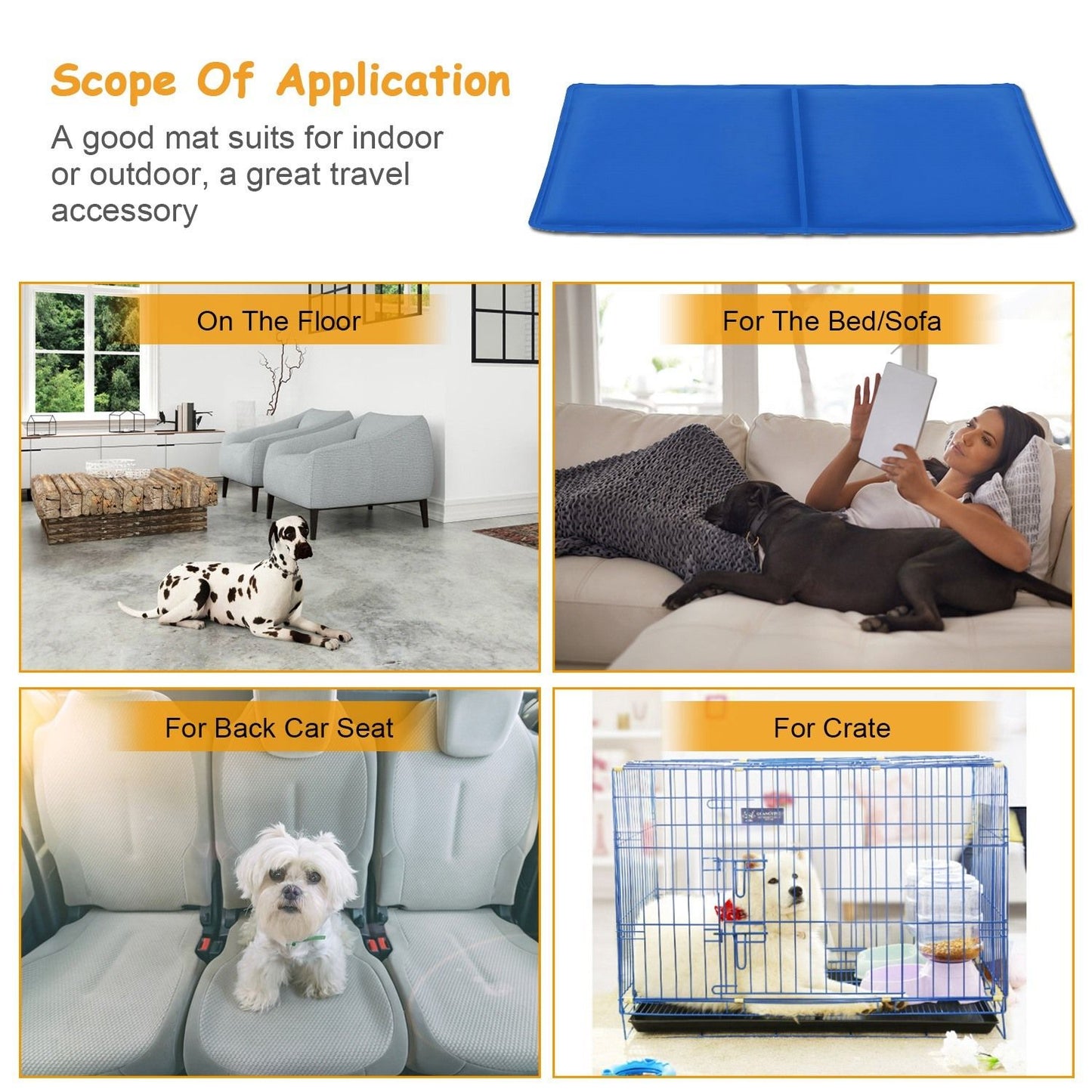 Pet Dog Cooling Mat Pressure Activated Gel Self Cooling Mat Pad