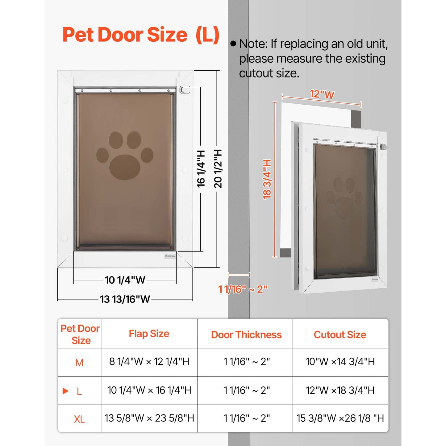 Pet Door, Large, with Double Magnetic Flaps and Metal Frame, Strong