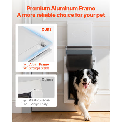 Pet Door, Large, with Three Magnetic Flaps and Metal Frame, Strong