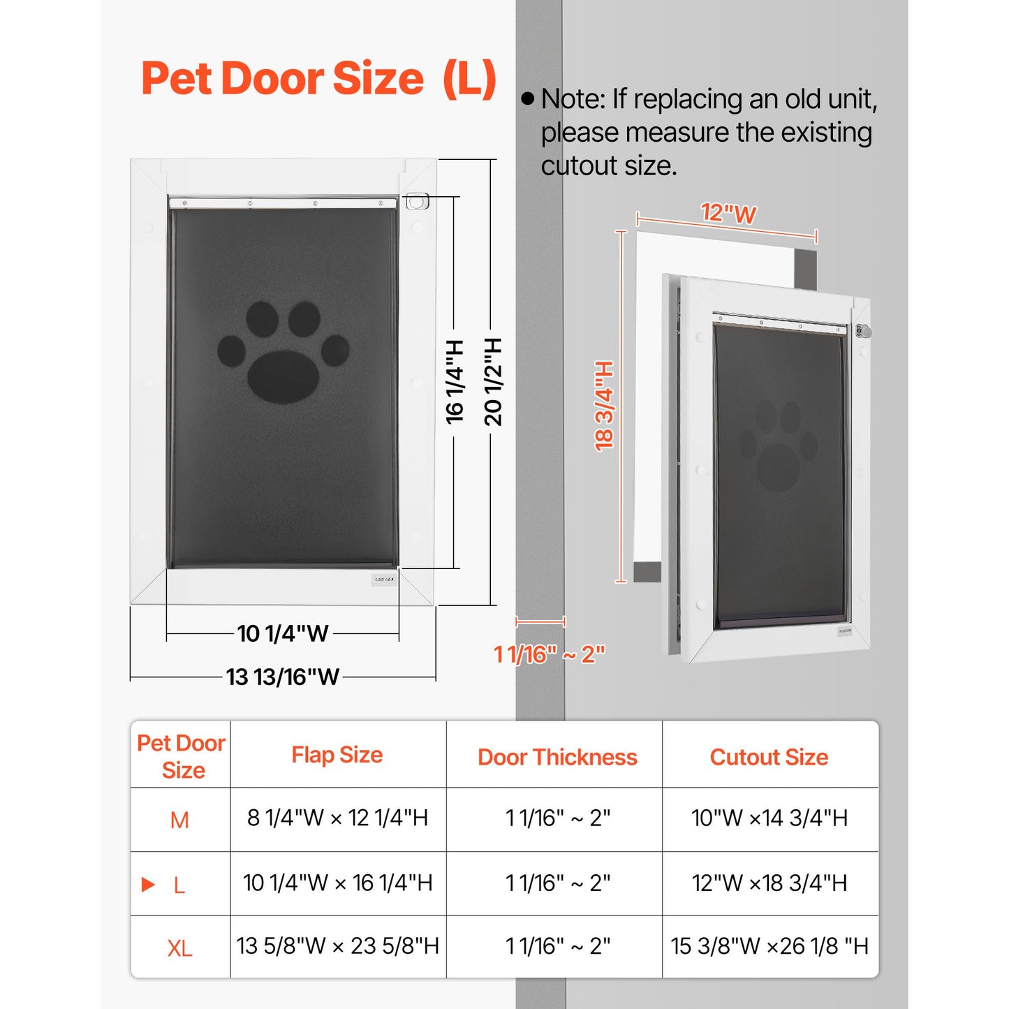 Pet Door, Large, with Three Magnetic Flaps and Metal Frame, Strong