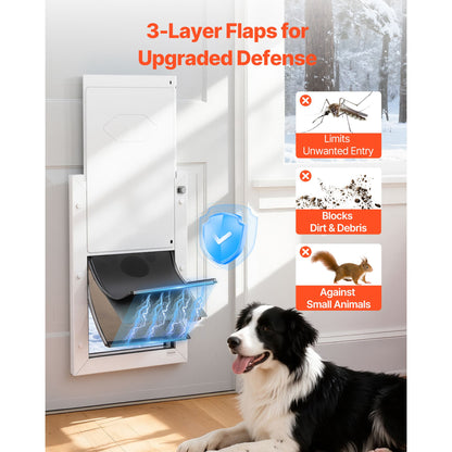 Pet Door, Large, with Three Magnetic Flaps and Metal Frame, Strong