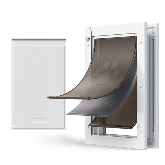 Pet Door, Large, with Three Magnetic Flaps and Metal Frame, Strong