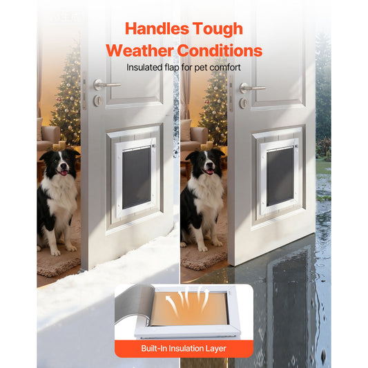 Pet Door, Large, with Three Magnetic Flaps and Metal Frame, Strong